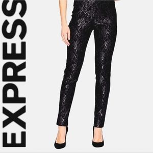 Express Columnist Black Floral Lace Ankle Pants Size 6